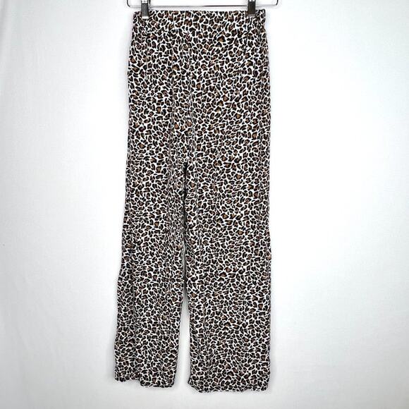 Leopard Print Elastic Waist Wide Leg Pants XS - Picture 2 of 8